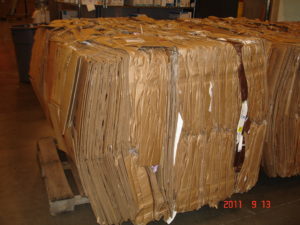 cardboard bale for recycling from vertical baler