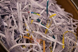 office paper is shredded, recycled and reused as packing material as harmony enterprises recycles