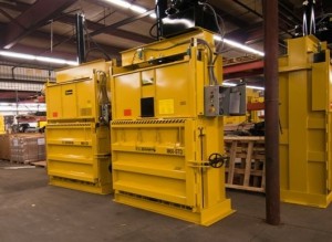 vertical balers side-by-side in the Harmony Enterprises Factory