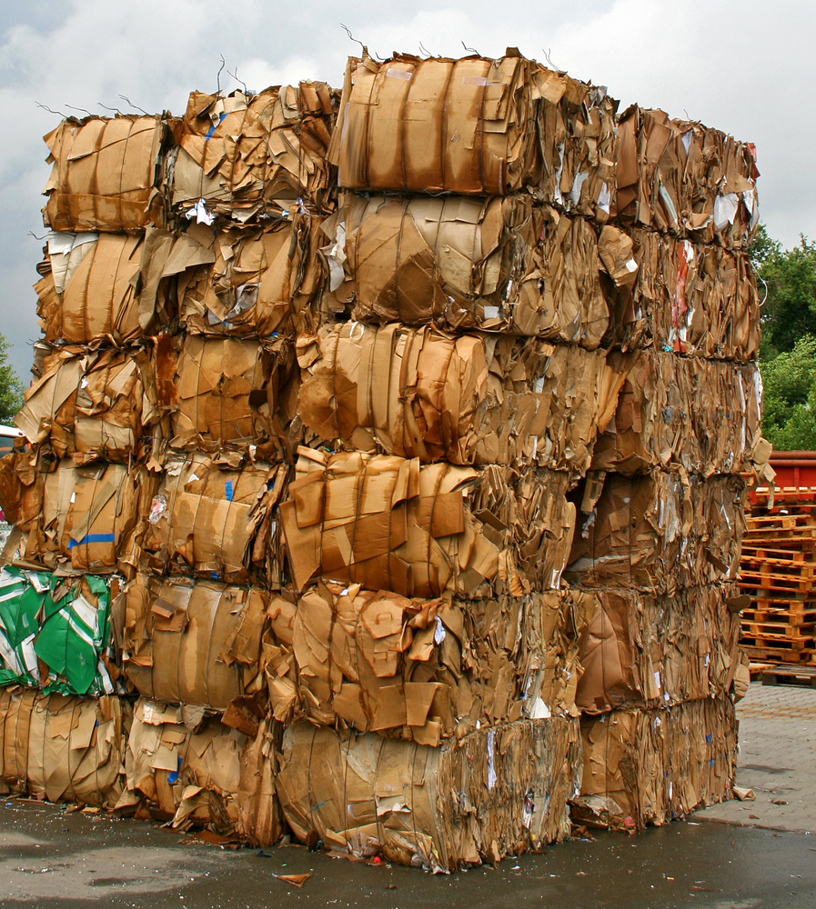60" bales of cardboard recycling