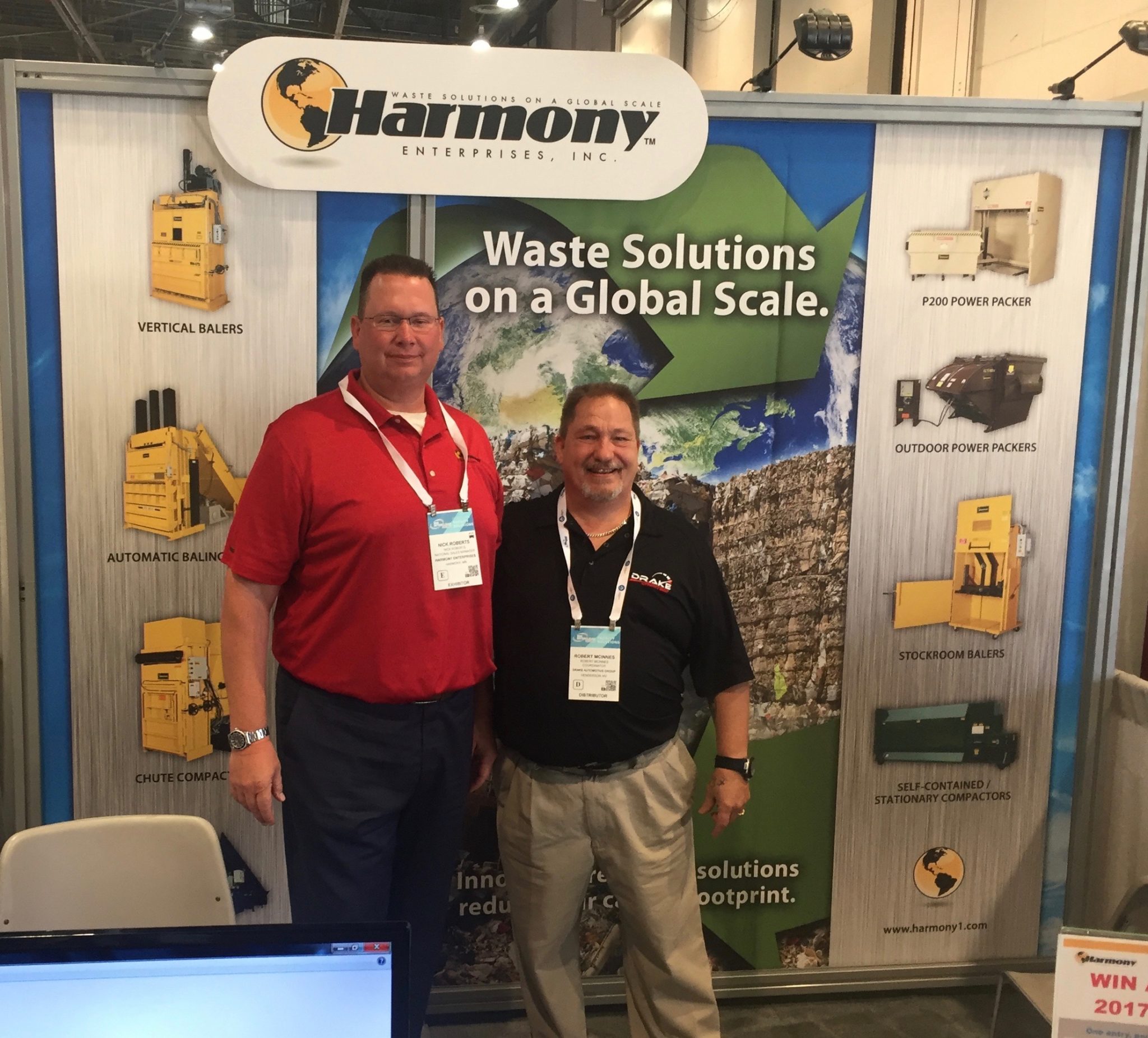 Nick Roberts Harmony Enterprises, with customer Bob McInnes, at ISSA Trade Show in Sept of this year.