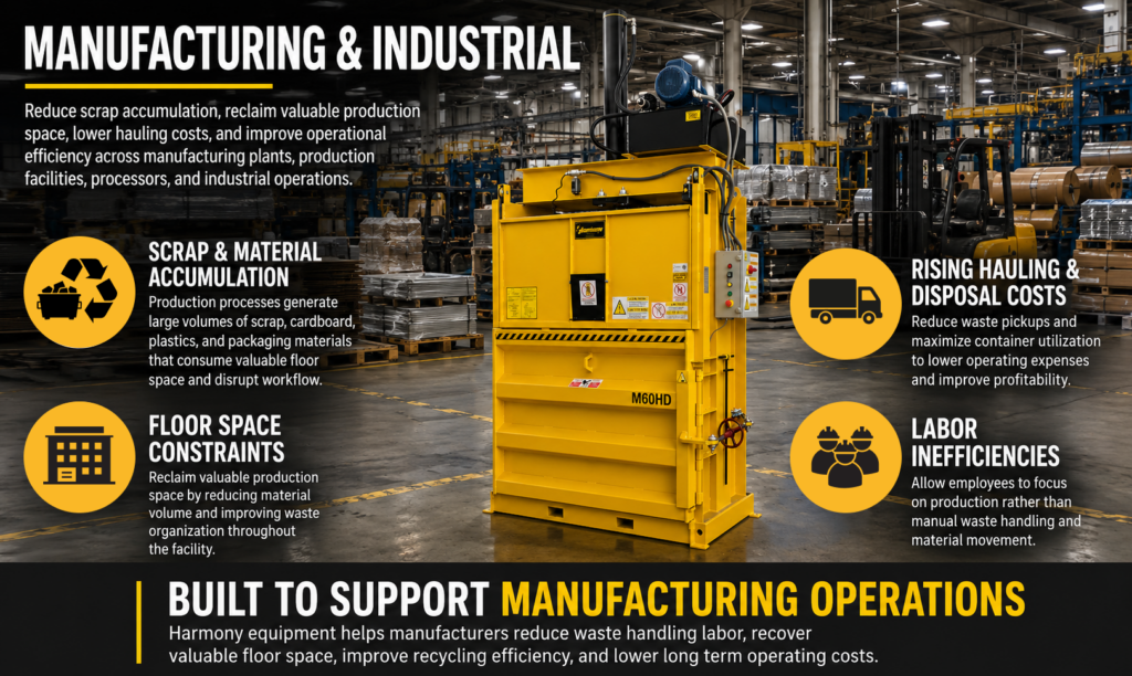 Manufacturing waste and recycling equipment reducing scrap accumulation and improving production efficiency