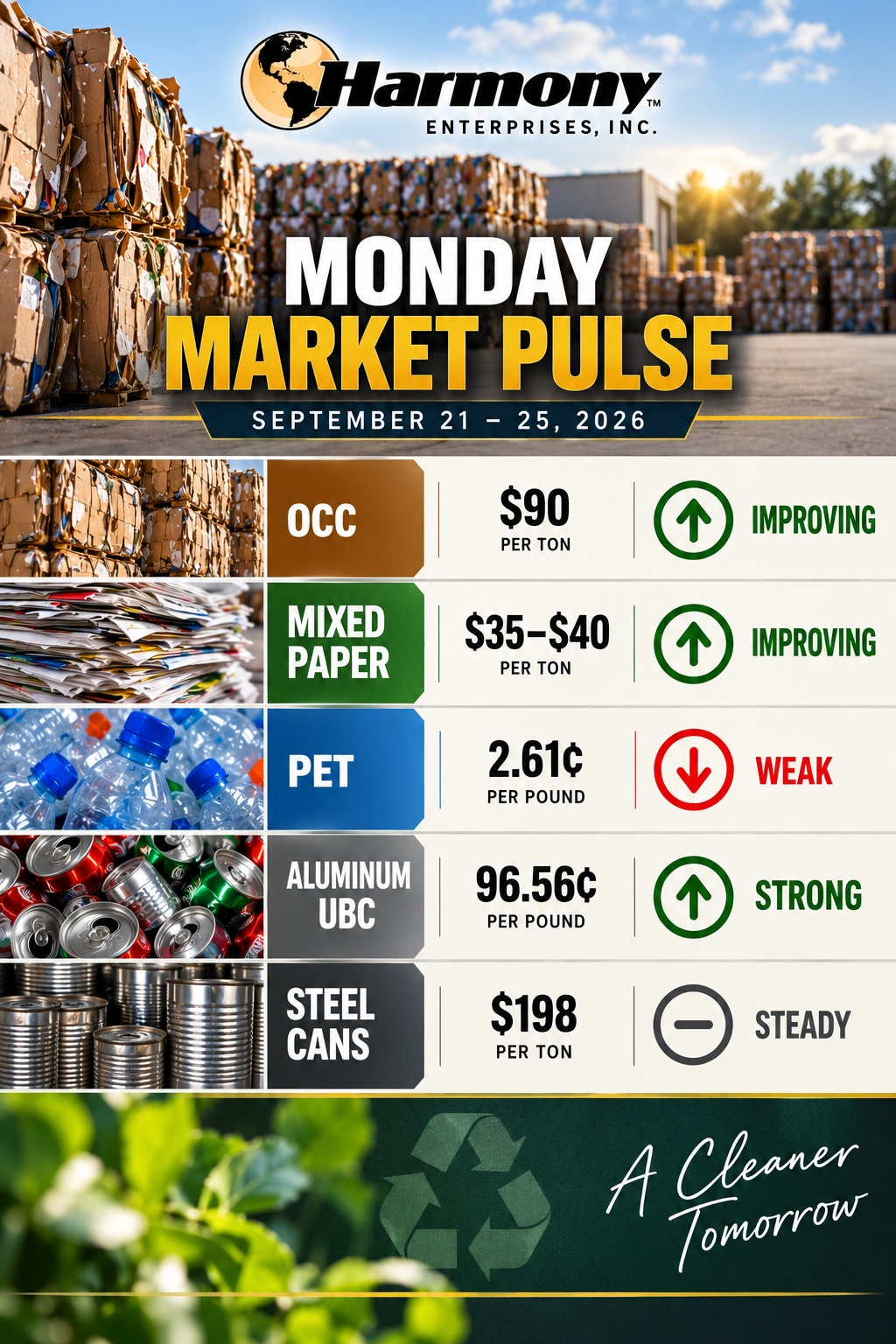 harmony recycling market pulse 9.21.26